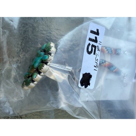 Artisan Sonoran Mountain Turquoise Sterling Silver Cluster Statement Ring Adjust - Picture 9 of 12